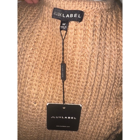 JLUXLABEL Tan Cable Knit Sweater Dress Mini Size M - Picture 4 of 5